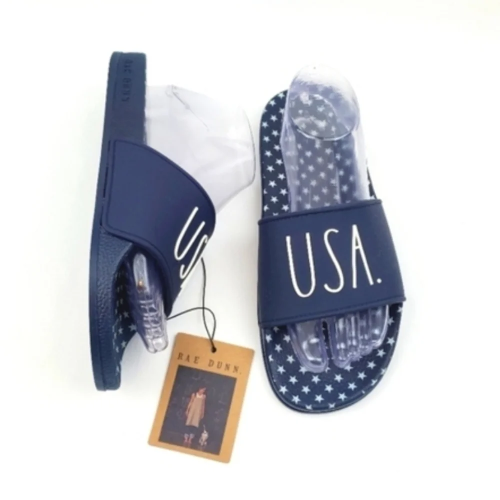Rae Dunn USA star slide Sandals size 8